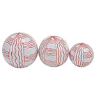 Set de 3 bolas decorativas cerámicas blanco y rojo - Vilá Decoración - Muebles y decoración en Medellín y Colombia