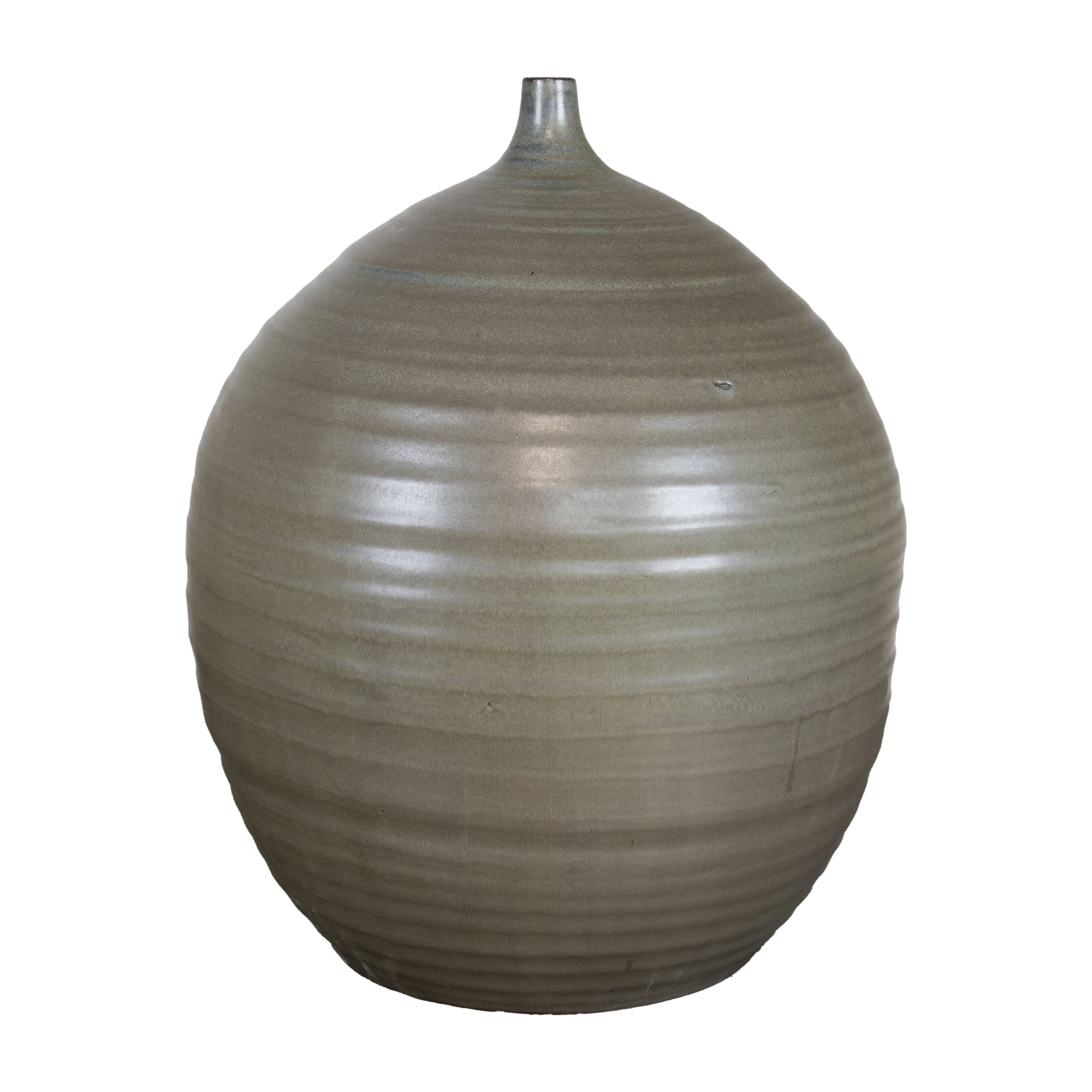 Jarrón decorativo circular gris envejecido - Vilá Decoración - Muebles y decoración en Medellín y Colombia