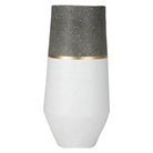 Jarrón gris y blanco con detalle dorado decorativo - Vilá Decoración - Muebles y decoración en Medellín y Colombia