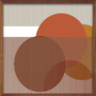 Cuadro de Vilá Decoración con marco de madera, diseño abstracto con círculos en tonos marrones y fondo de papel con líneas verticales.