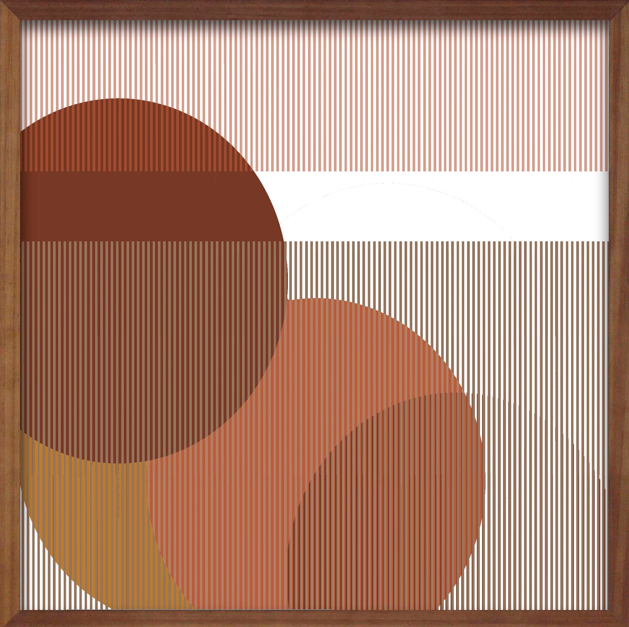 Cuadro de Vilá Decoración con diseño abstracto en tonos marrones y blancos, con marco de madera y cubierta de vidrio.