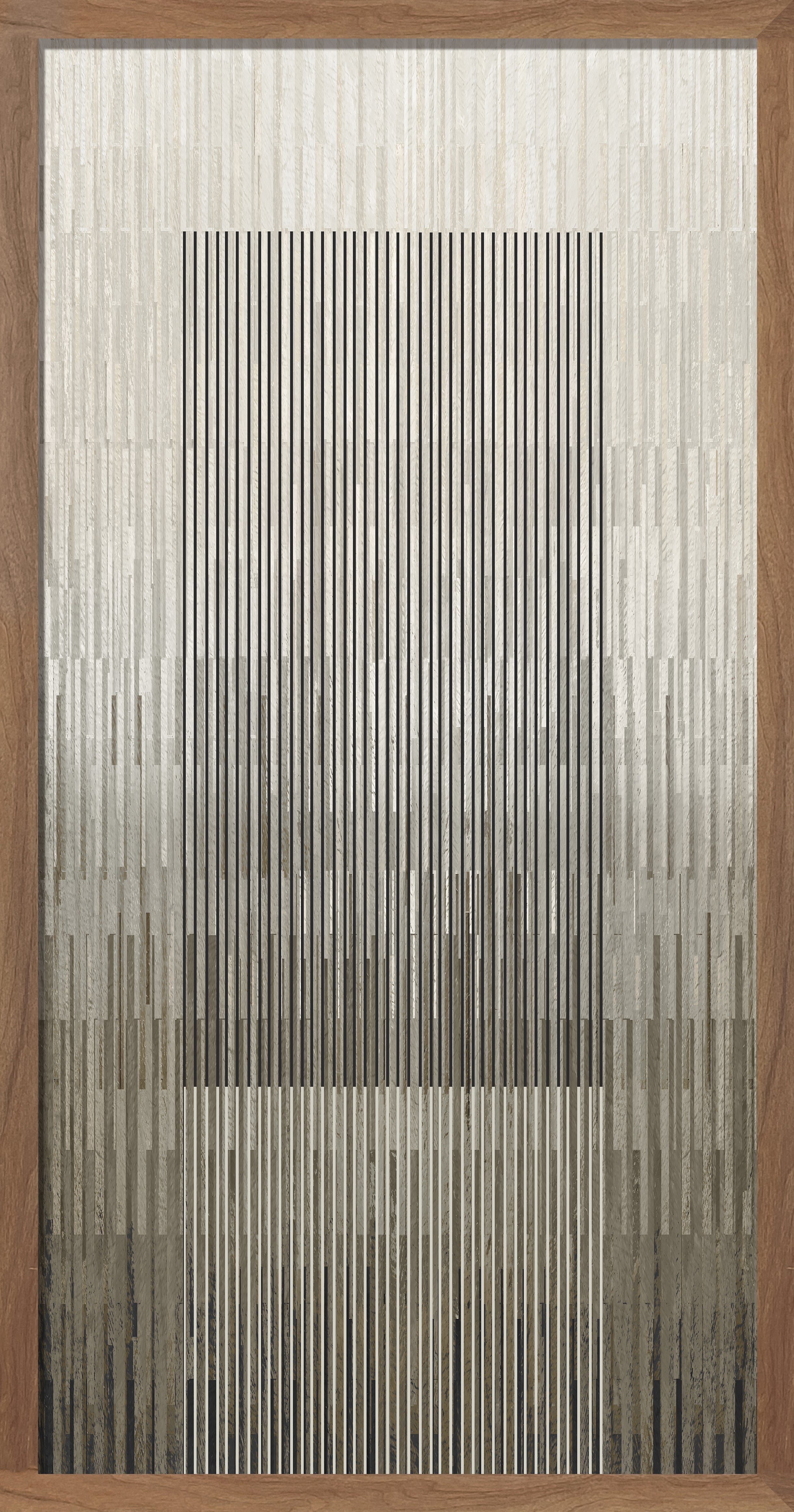 Cuadro Vilá Decoración con marco de madera y diseño abstracto con líneas sobre papel.