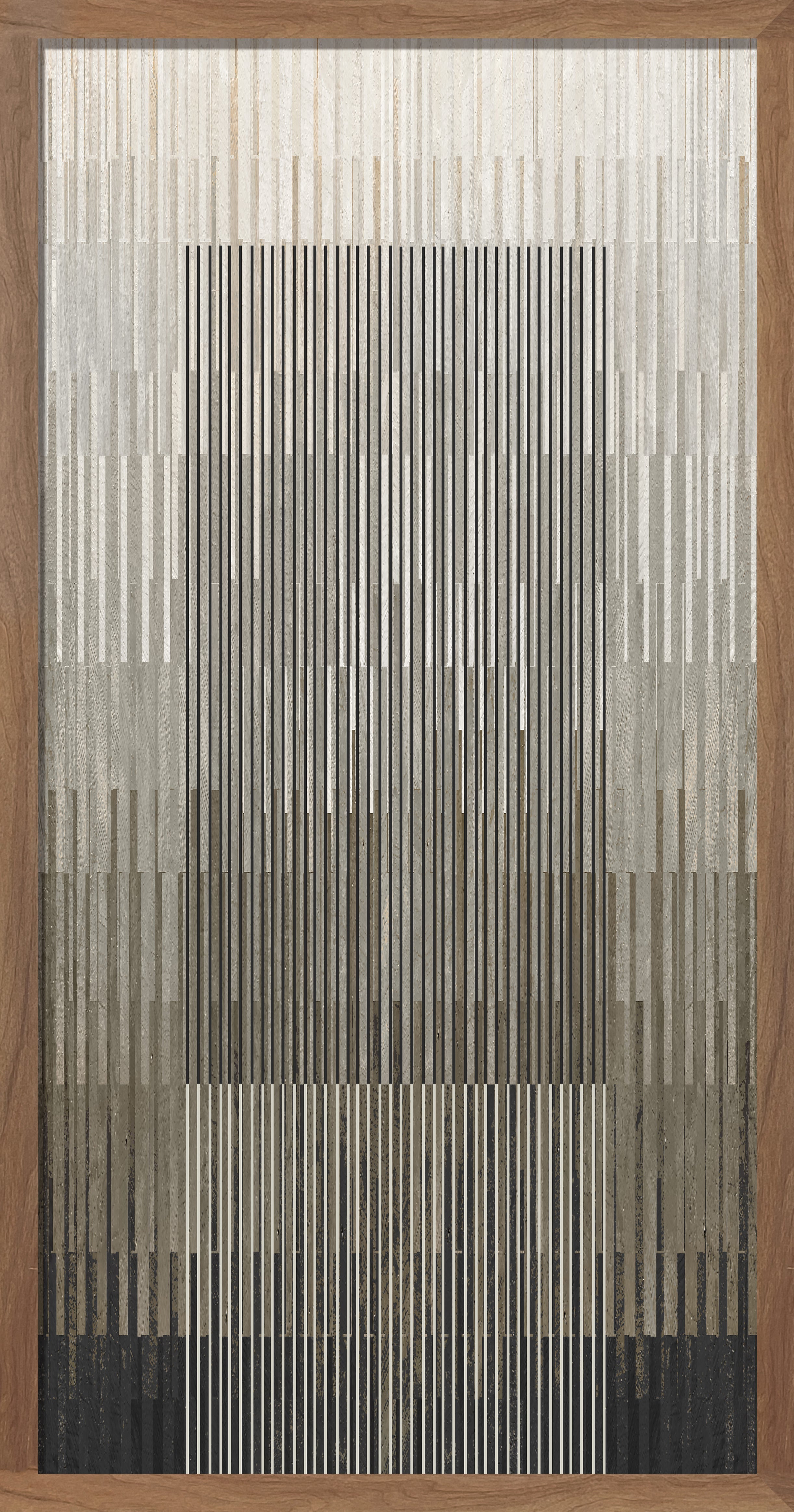 Cuadro de Vilá Decoración con marco de madera y diseño abstracto con papel en tonos grises y negros.