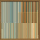 Cuadro de Vilá Decoración con diseño de líneas verticales en tonos beige, azul y marrón, con marco de madera.