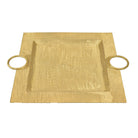 Bandeja metálica dorada cuadrada con asas - Vilá Decoración - Muebles y decoración en Medellín y Colombia