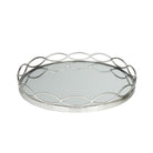 Bandeja metálica circular plateada con espejo - Vilá Decoración - Muebles y decoración en Medellín y Colombia