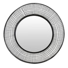 Espejo redondo negro con rejilla metálica para pared - Vilá Decoración - Muebles y decoración en Medellín y Colombia