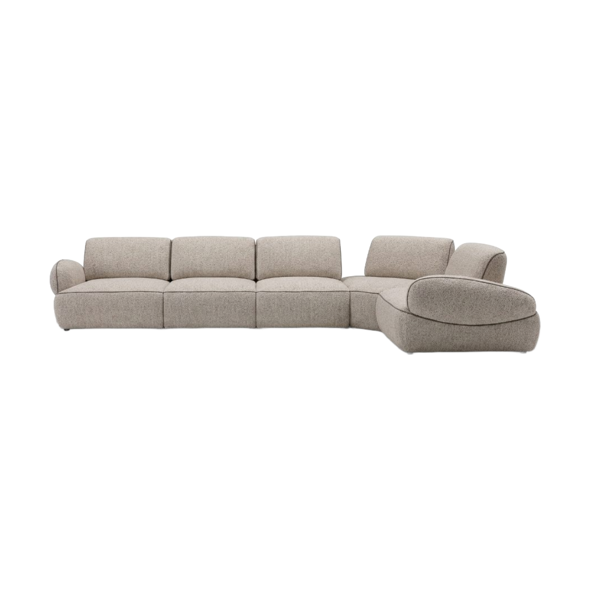 Sofá contemporáneo modular en L beige, ideal para salas modernas y espacios sofisticados.