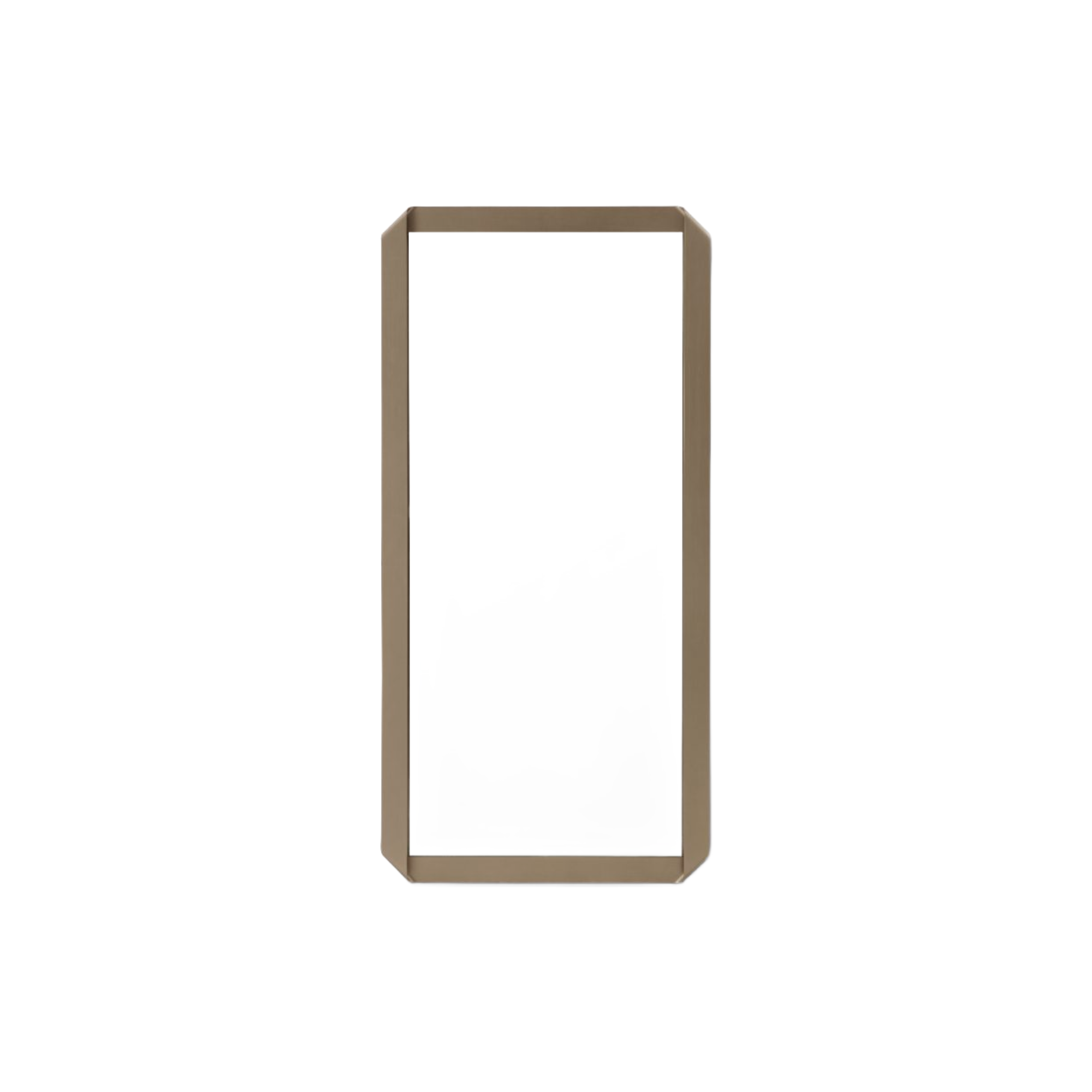 Espejo de pared rectangular moderno con marco color bronce, vista frontal. Ideal para sala o recibidor.