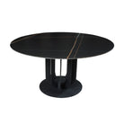 Mesa ovalada negra con vetas doradas para comedor - Vilá Decoración - Muebles y decoración en Medellín y Colombia