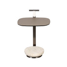 Mesa auxiliar marrón claro con base de mármol blanco - Vilá Decoración - Muebles y decoración en Medellín y Colombia