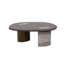 Mesa de centro oval gris oscuro con base mixta - Vilá Decoración - Muebles y decoración en Medellín y Colombia