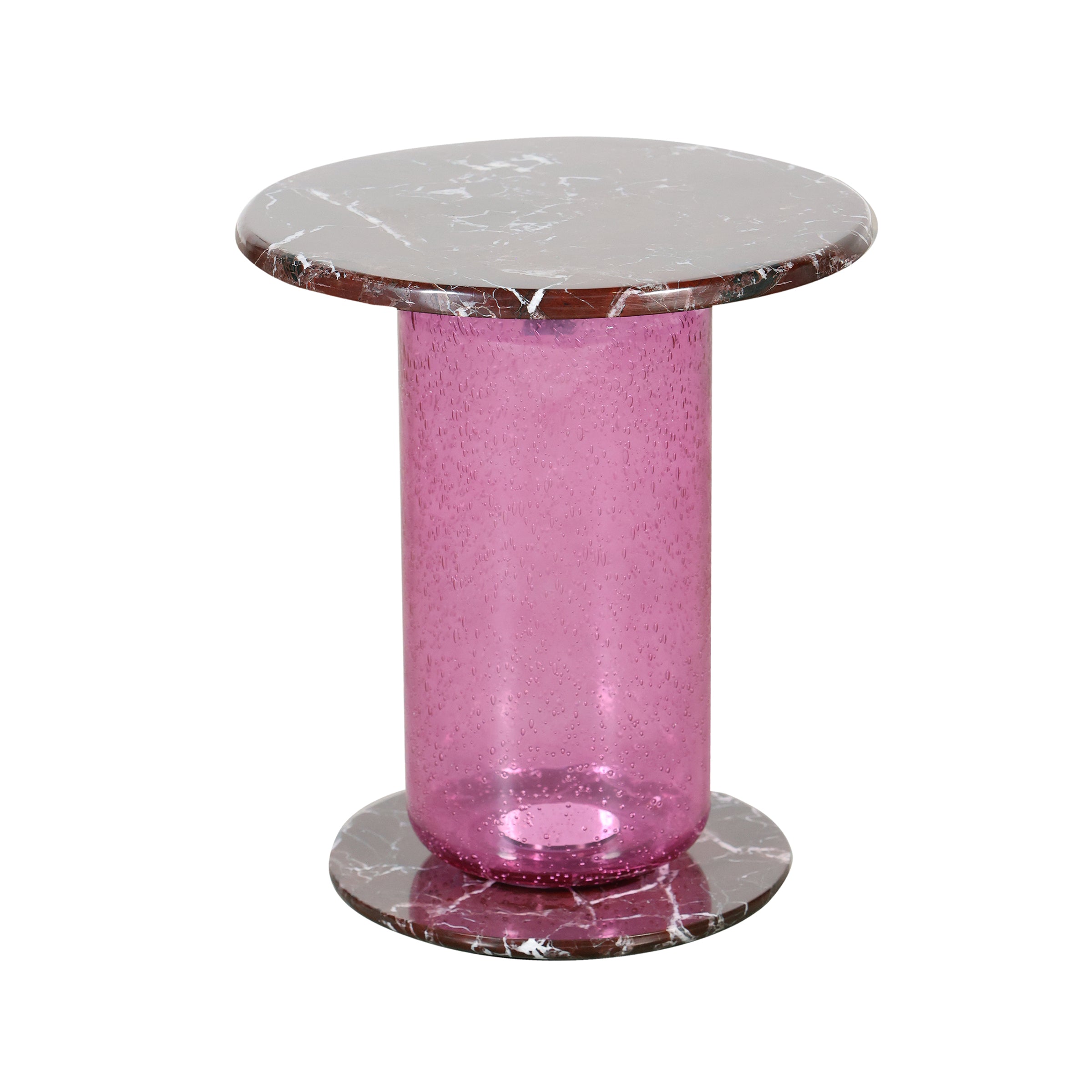 Mesa auxiliar rosada con tapa de mármol - Vilá Decoración - Muebles y decoración en Medellín y Colombia