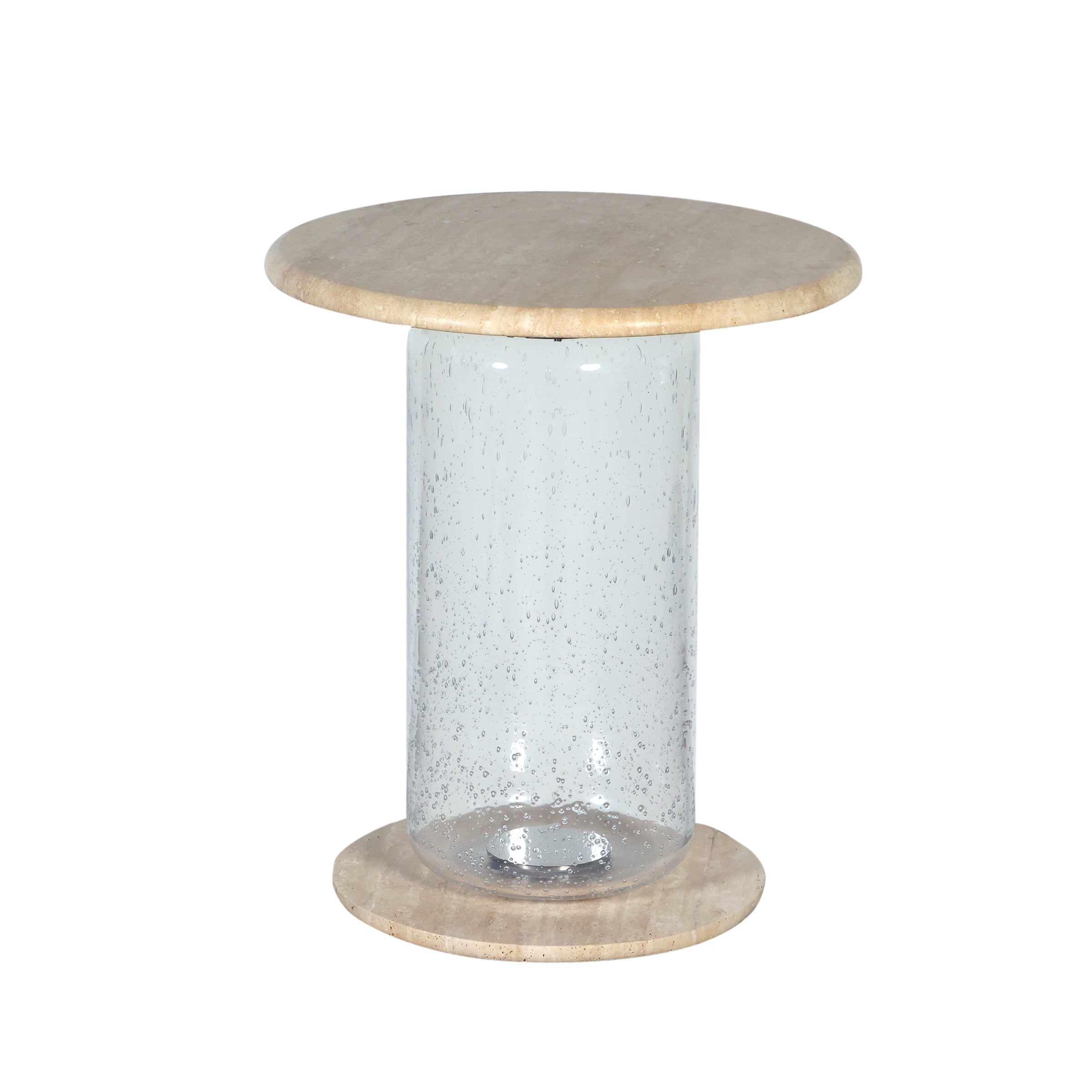 Mesa auxiliar transparente con mármol blanco - Vilá Decoración - Muebles y decoración en Medellín y Colombia