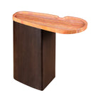 Mesa auxiliar marrón con superficie de travertino - Vilá Decoración - Muebles y decoración en Medellín y Colombia