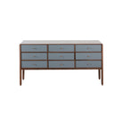 Cajonera azul clara con tiradores dorados - Vilá Decoración - Muebles y decoración en Medellín y Colombia