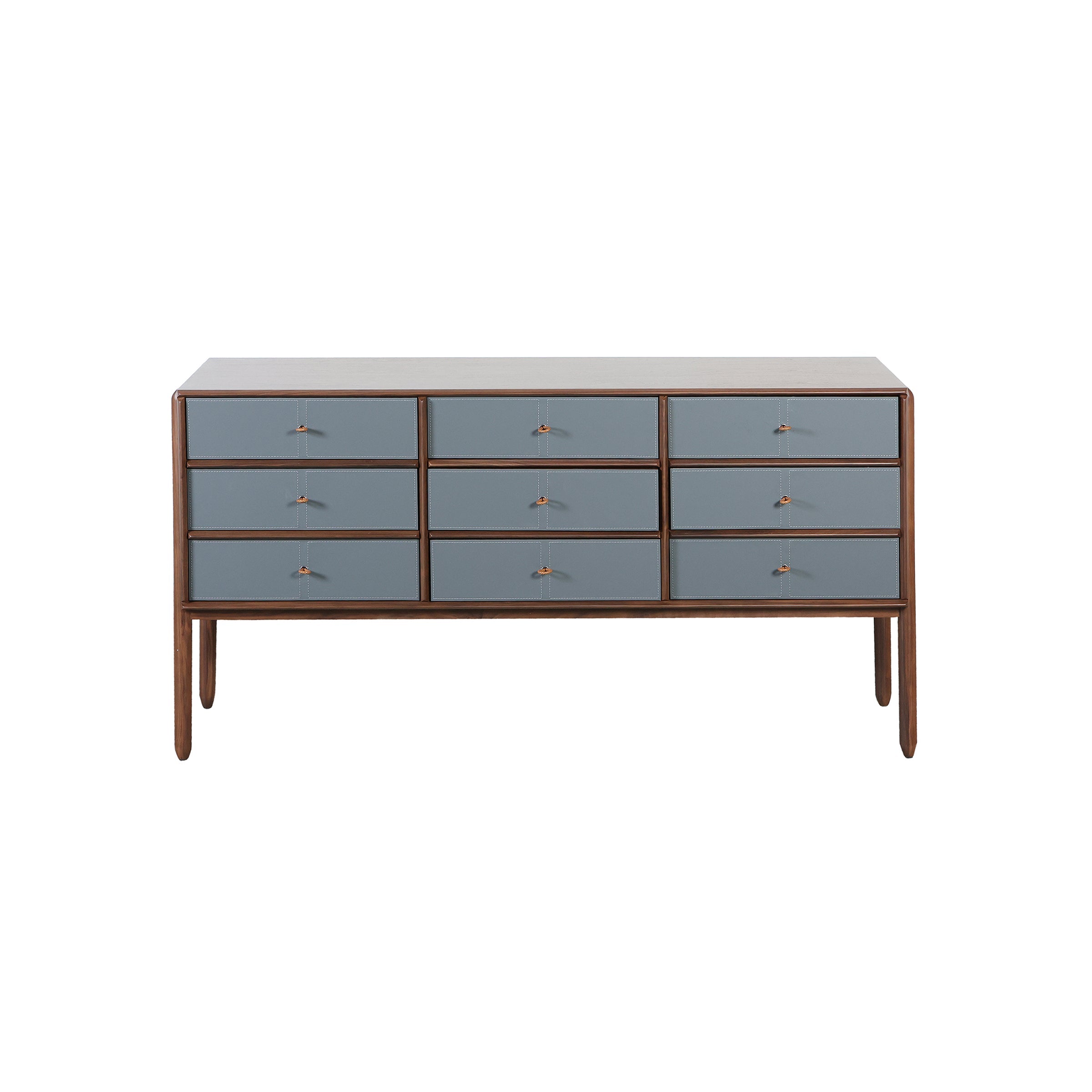 Cajonera azul clara con tiradores dorados - Vilá Decoración - Muebles y decoración en Medellín y Colombia