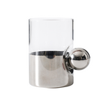 Jarrón moderno de vidrio transparente con base plateada - Vilá Decoración - Muebles y decoración en Medellín y Colombia