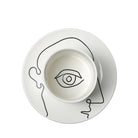 Juego taza y plato porcelana café blanco y negro - Vilá Decoración - Muebles y decoración en Medellín y Colombia