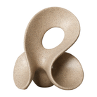 Escultura abstracta decorativa de resina beige de 23 cm con textura, diseño orgánico y orificio