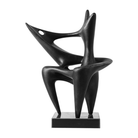 Escultura abstracta negra de resina y mármol, diseño elegante y moderno de 52 cm de alto sobre