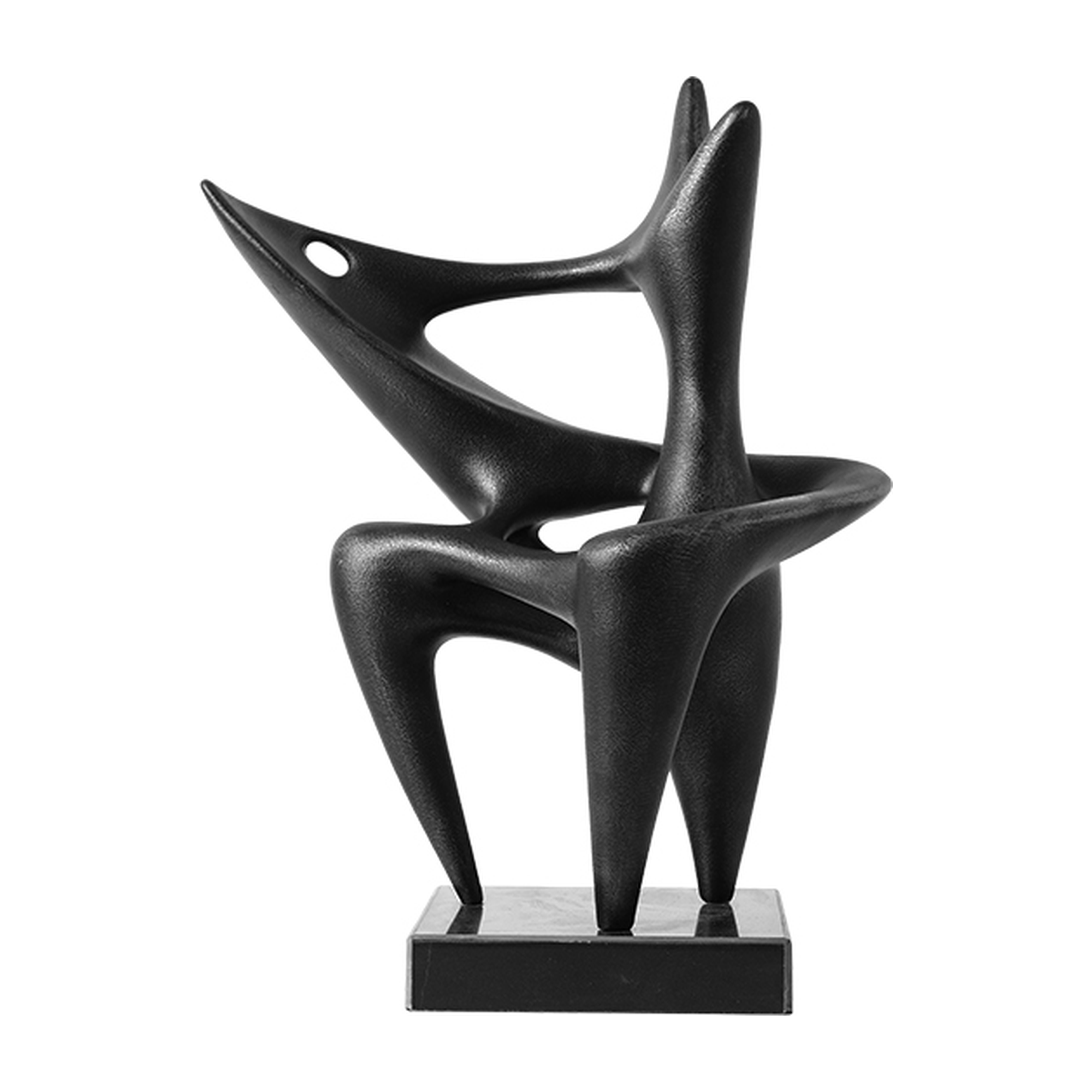 Escultura abstracta negra de resina y mármol, diseño elegante y moderno de 52 cm de alto sobre