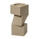 Candelabro decorativo de resina beige con diseño geométrico moderno de 22 cm de alto
