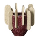 Bowl decorativo de cerámica terracota rústico con detalles en beige y diseño moderno, 23 cm
