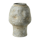 Jarrón decorativo de cerámica rústica en tono gris texturizado de 37 cm, con forma orgánica y