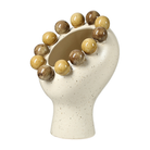Jarrón de cerámica decorativo beige con esferas de tono tierra, estilo étnico y lujoso, de 25 cm de