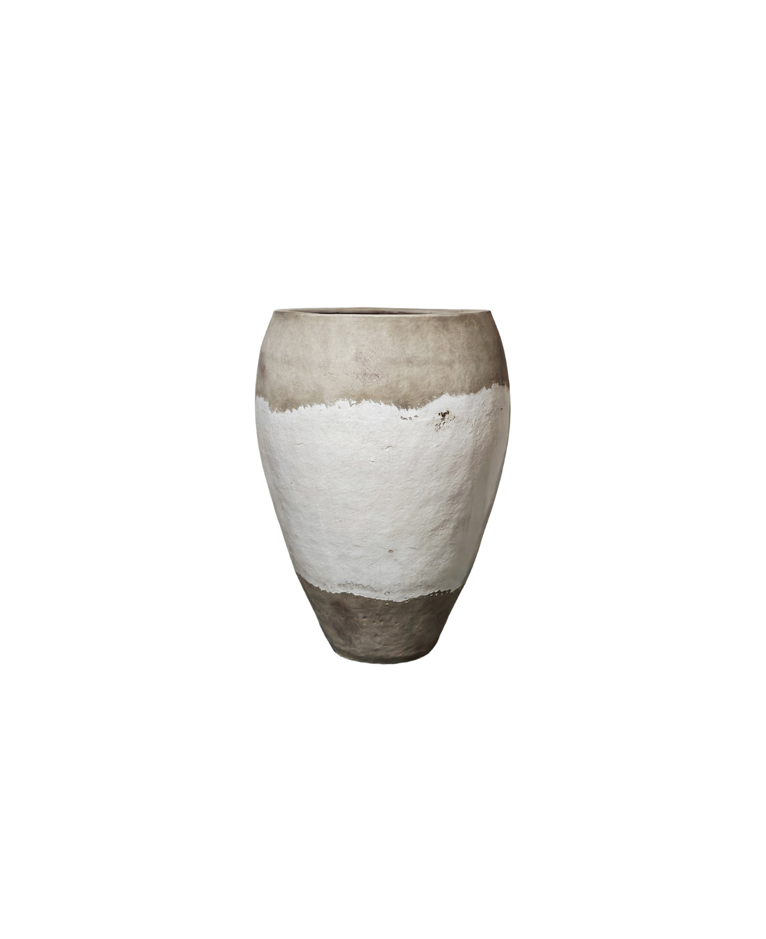 Matero alto bicolor terracota y blanco, diseño exclusivo para exterior e interior