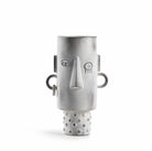 Jarrón terracota gris con asas y diseño facial - Vilá Decoración - Muebles y decoración en Medellín y Colombia