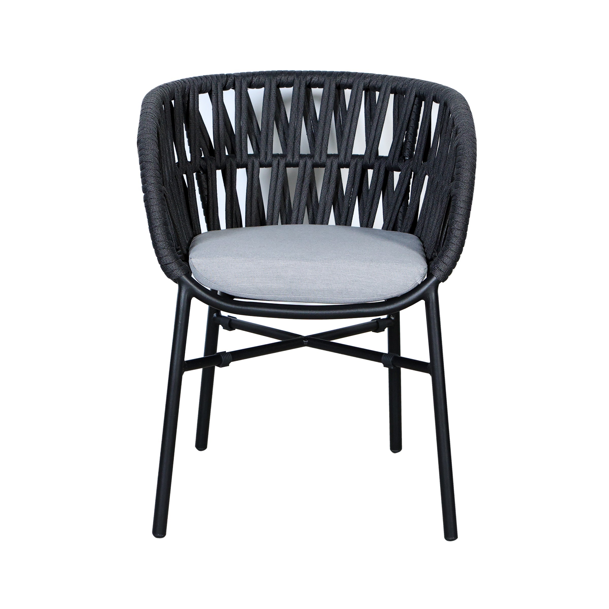 Silla comedor negra con asiento gris acolchado - Vilá Decoración - Muebles y decoración en Medellín y Colombia