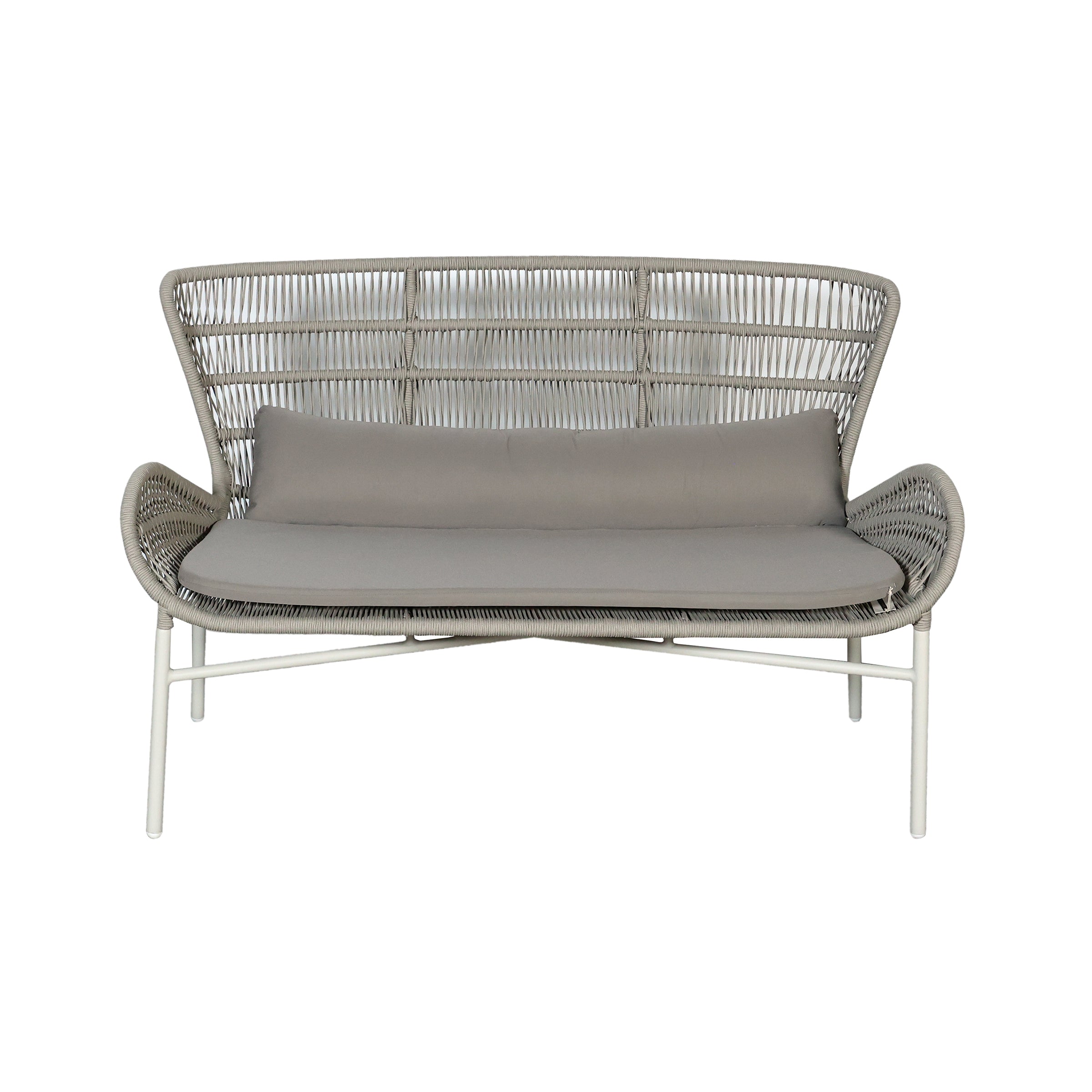 Sofá exterior gris de 2 plazas con respaldo alto - Vilá Decoración - Muebles y decoración en Medellín y Colombia