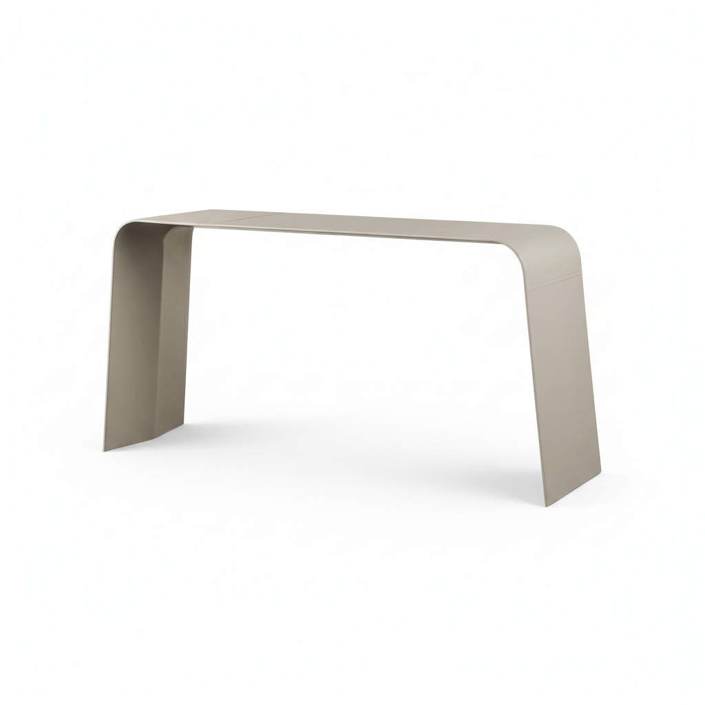 Consola Vilá Decoración color beige de metal y cuero.