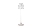 Candelabro de pie blanco de Vilá Decoración con pantalla de mimbre y base de aluminio.
