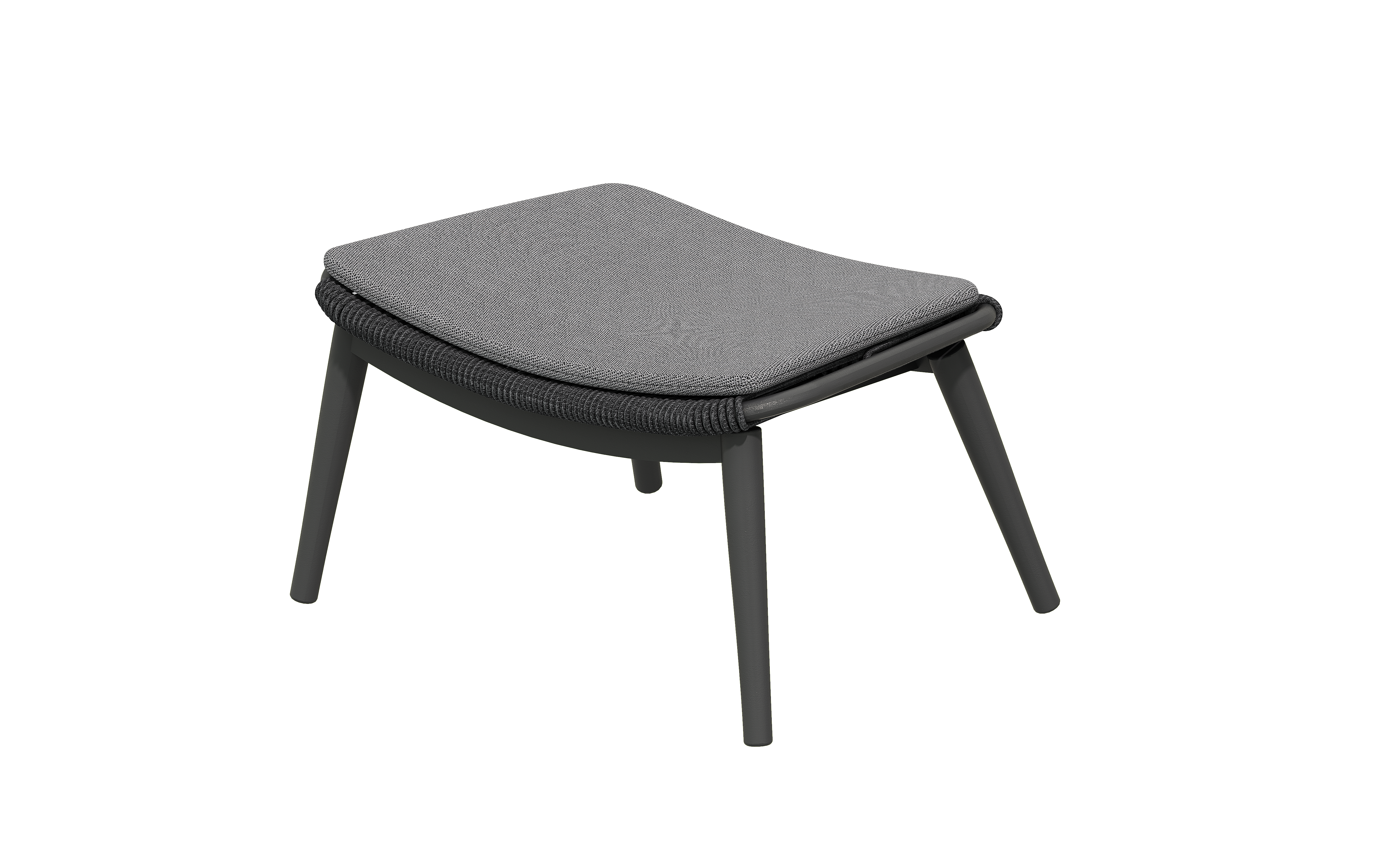 Taburete Vilá Decoración en gris con asiento de cuerda acrílica y estructura de aluminio.