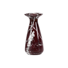 Candelabro pequeño de mármol rojo intenso con vetas blancas; diseño elegante y forma cónica para decoración de lujo.