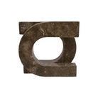 Escultura abstracta moderna de piedra natural oscura, diseño geométrico elegante para decoración de lujo.