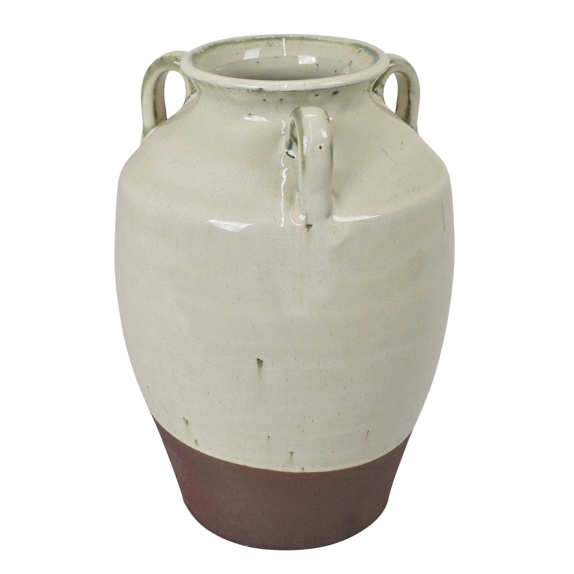 Jarrón cerámico blanco y naranja para interior - Vilá Decoración - Muebles y decoración en Medellín y Colombia