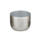 Plantador cilíndrico plateado mediano para plantas - Vilá Decoración - Muebles y decoración en Medellín y Colombia