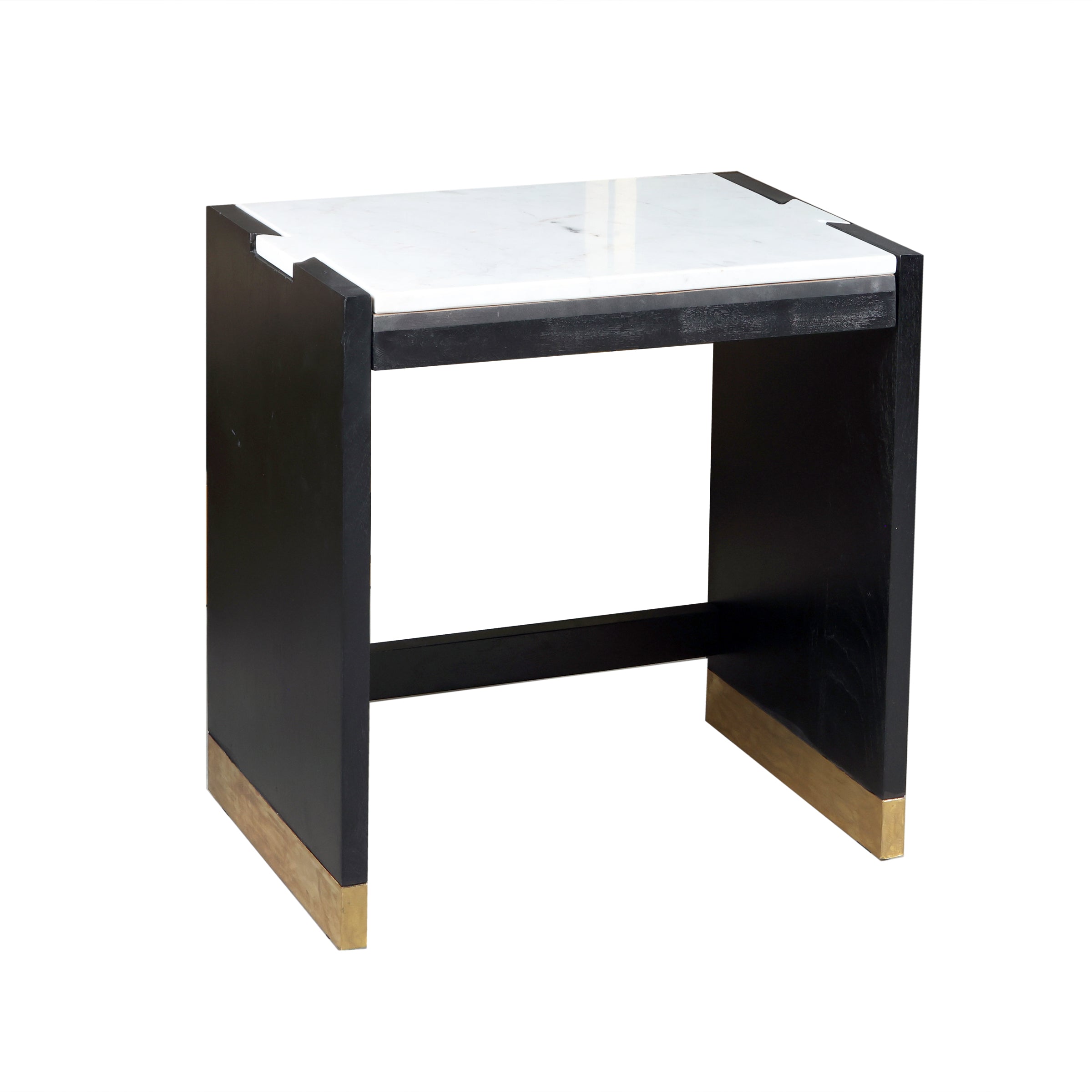 Mesa auxiliar negra grande con mármol blanco - Vilá Decoración - Muebles y decoración en Medellín y Colombia