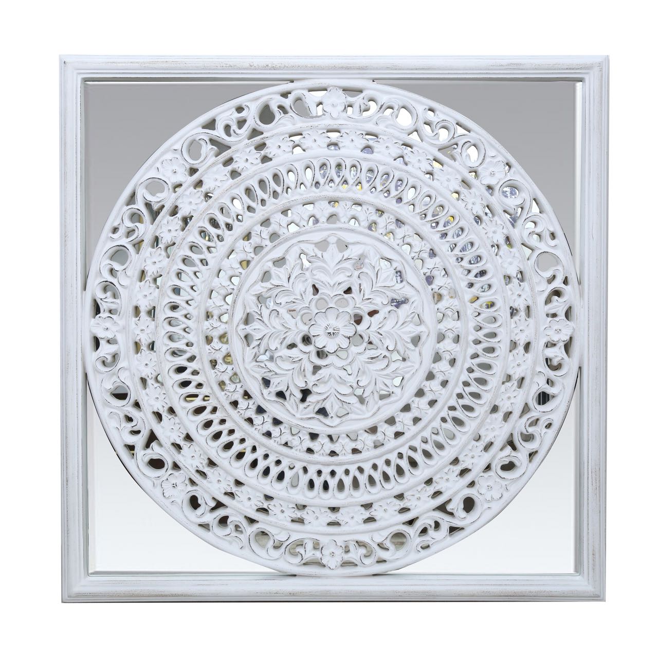 Mándala de madera blanco para pared interior - Vilá Decoración - Muebles y decoración en Medellín y Colombia