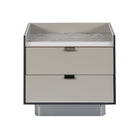 Mesa de noche moderna gris claro con mármol - Vilá Decoración - Muebles y decoración en Medellín y Colombia