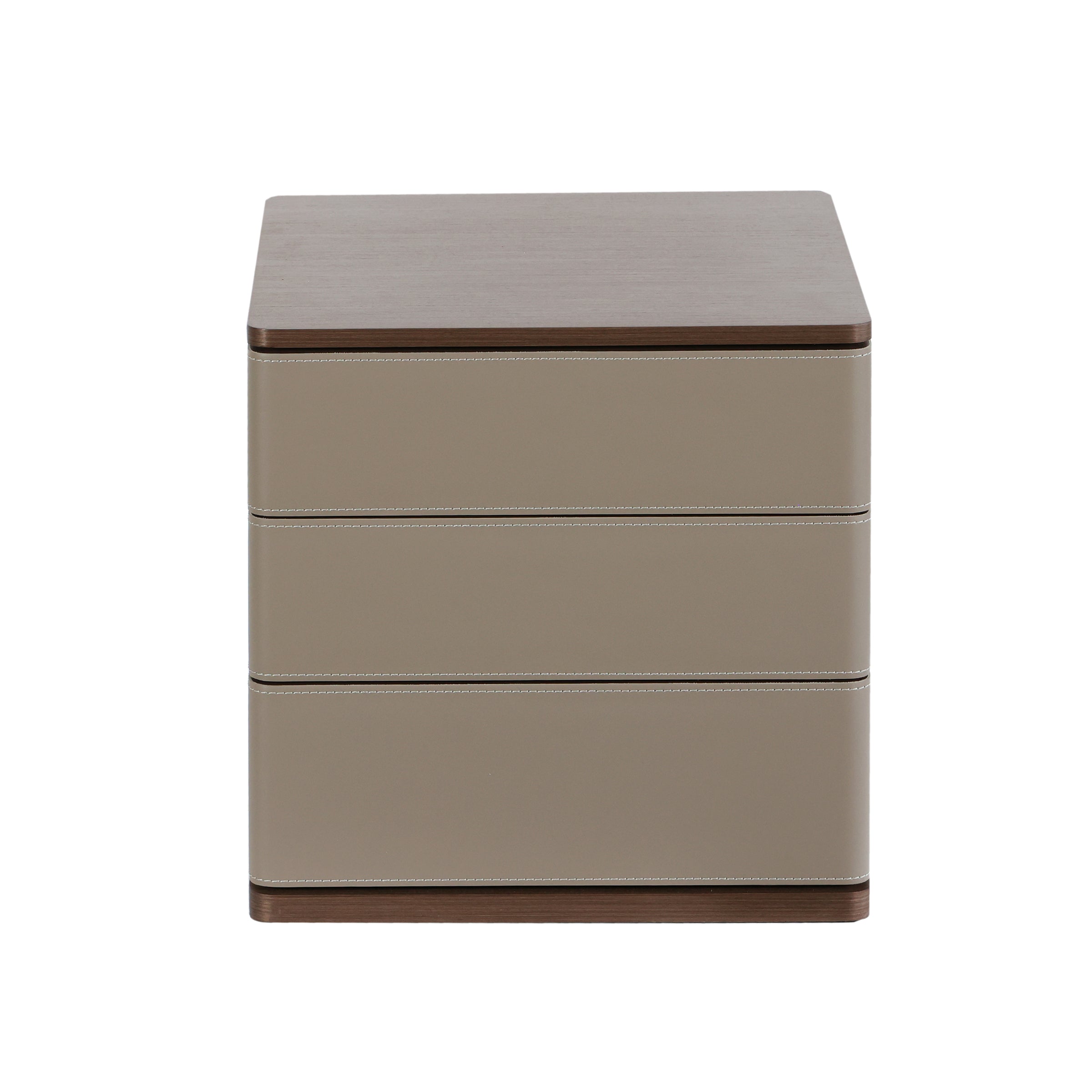 Mesa de noche beige con tapa de madera - Vilá Decoración - Muebles y decoración en Medellín y Colombia