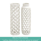 Jarrón blanco de cerámica con orificios rombo - Vilá Decoración - Muebles y decoración en Medellín y Colombia