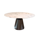 Mesa de comedor redonda mármol blanco y base negro - Vilá Decoración - Muebles y decoración en Medellín y Colombia