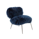 Silla Lana azul para interiores con base metálica - Vilá Decoración - Muebles y decoración en Medellín y Colombia