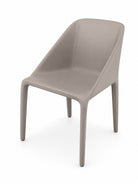 Silla de diseño moderna en poliuretano color taupe para comedor, sala o estudio, estilo contemporáneo.