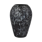 Jarrón decorativo oval negro con detalles blancos - Vilá Decoración - Muebles y decoración en Medellín y Colombia